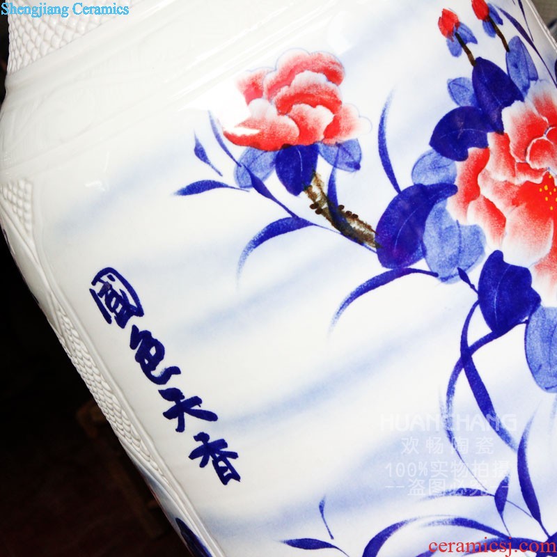 Jingdezhen ceramics hand-painted creative Chinese big vase home sitting room adornment is placed large landing crafts