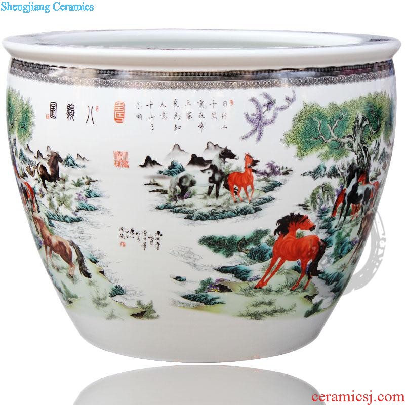 Sf77 jingdezhen ceramic powder enamel of large vase Birds pay homage to the king The sitting room decorate furnishing articles opening gifts