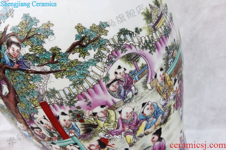 E179 jingdezhen ceramics Splendid sunvo color ink landscape painting of large vases, restoring ancient ways is the sitting room adornment