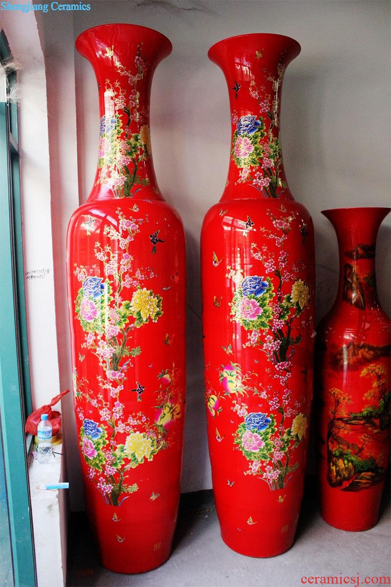 E085 jingdezhen ceramics ruby red large vases, three Yang kaitai, Chinese style sitting room adornment handicraft furnishing articles