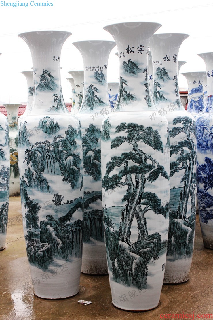 Sf52 jingdezhen ceramic floor big vase hand-painted splendid sunvo color ink landscape Chinese sitting room adornment is placed