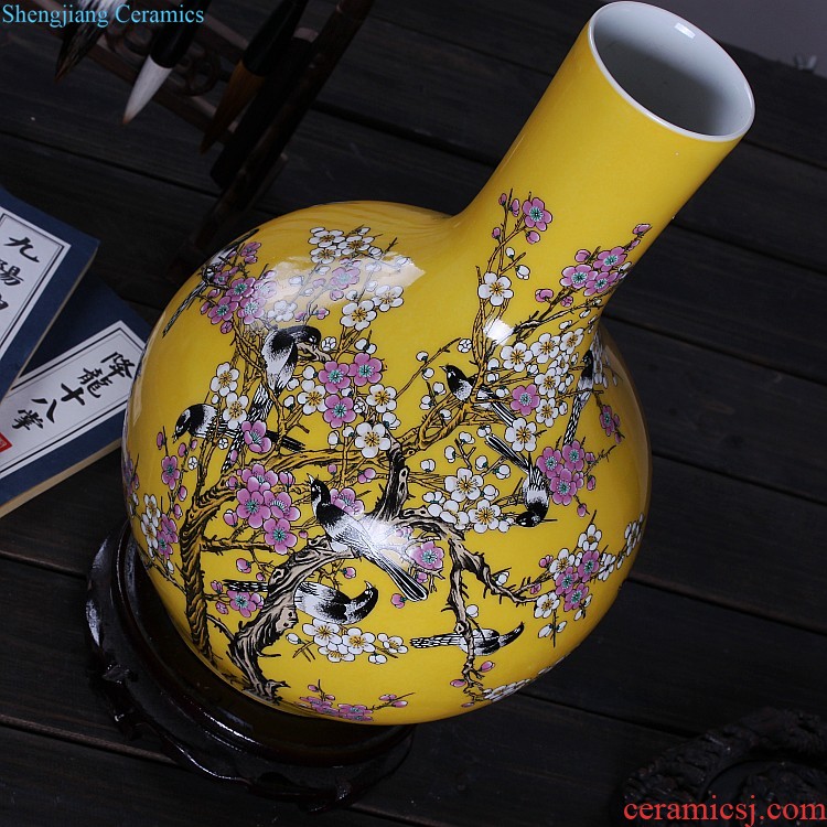 Jingdezhen ceramics vase, ji blue gold peony home furnishing articles flower arranging adornment of contemporary sitting room