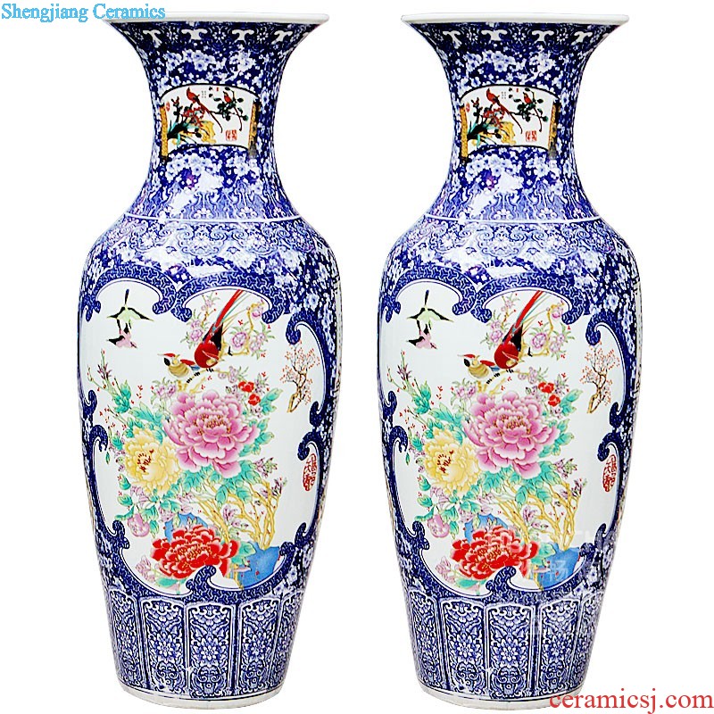 Famous master of jingdezhen ceramics hand-painted powder enamel vase home furnishing articles c136 sitting room adornment porcelain arts and crafts