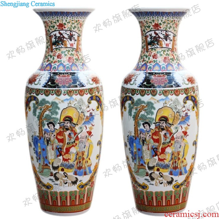 Jingdezhen ceramics hand-painted landing big vase famille rose red landscape painting the sitting room adornment is placed large hotel