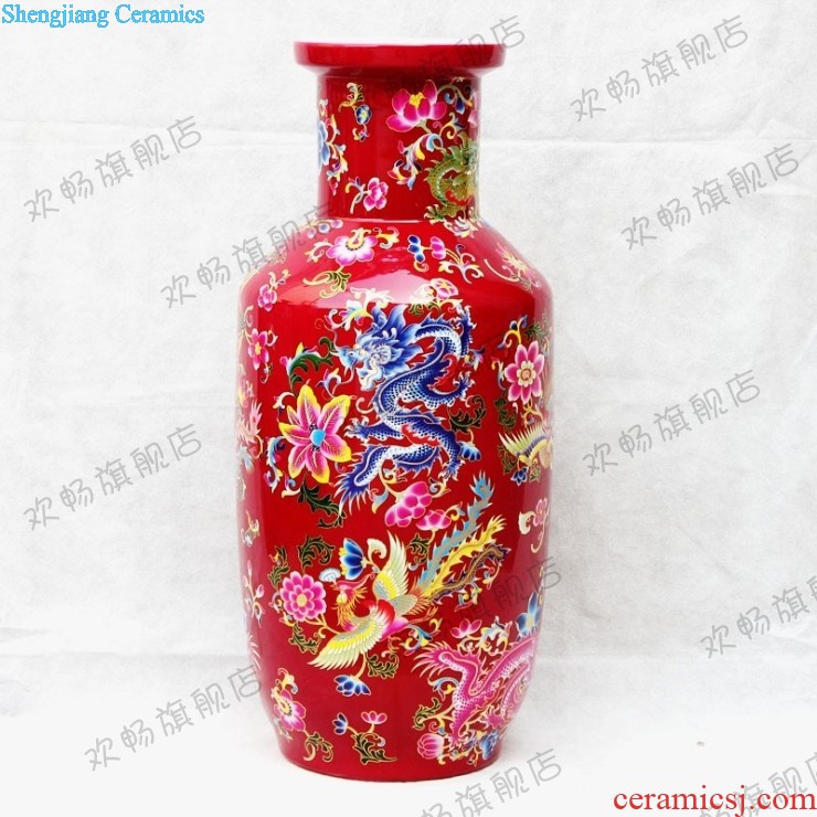 Jingdezhen ceramics China red large vase jinlong fishtail bottle sitting room place sf27 home decoration