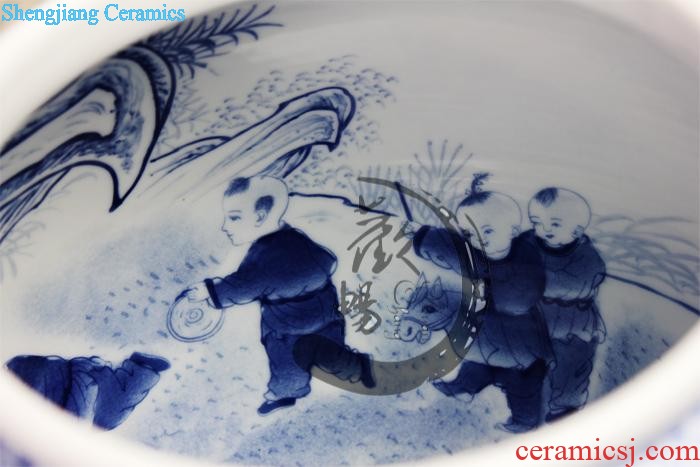 E019 jingdezhen ceramics to relief the calligraphy and painting quiver of large vases, sitting room adornment is placed