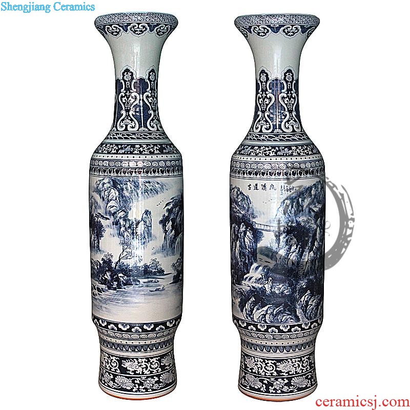 Jingdezhen ceramic hand-painted landing big vase hand-carved red glaze flying dragon in the day sitting room hotel decoration furnishing articles