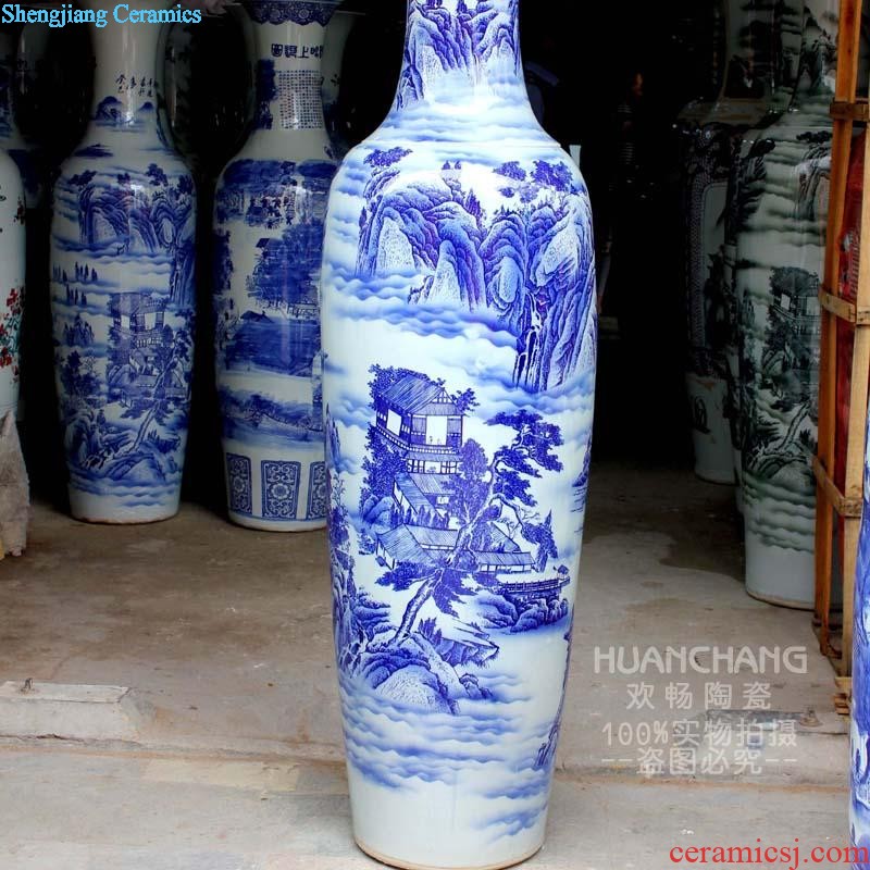 Jingdezhen chinaware bottle gourd big vase peony new Chinese style household hotels sitting room adornment high landing place