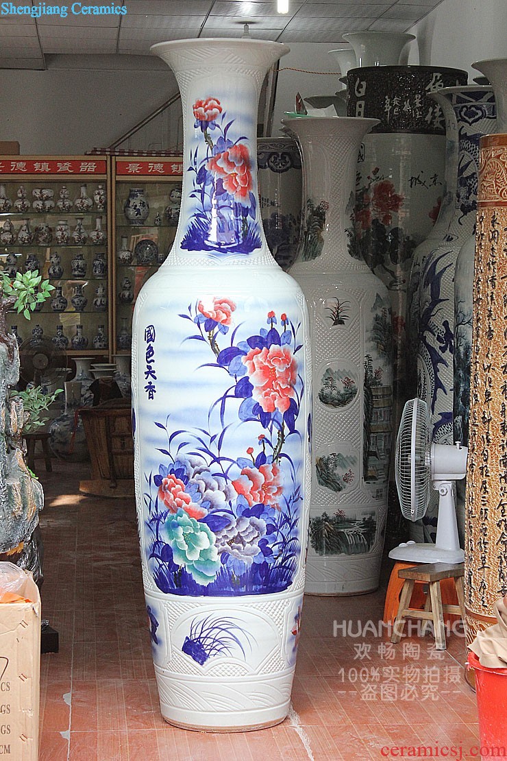 Jingdezhen ceramics hand-painted creative Chinese big vase home sitting room adornment is placed large landing crafts