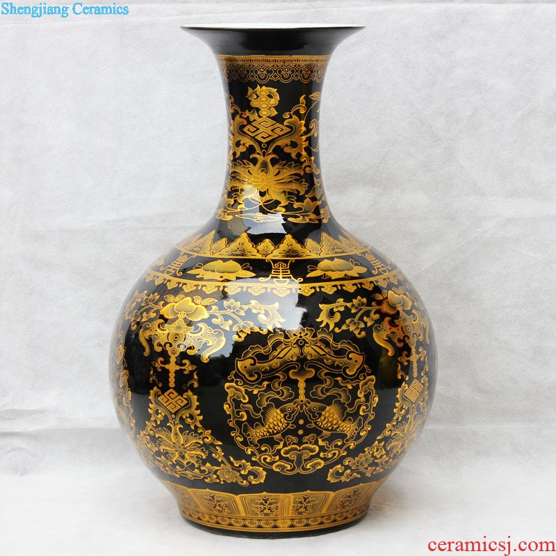 Jingdezhen ceramics vase masters hand draw colorful landscape of pomegranates of blue and white porcelain bottle Chinese sitting room adornment is placed