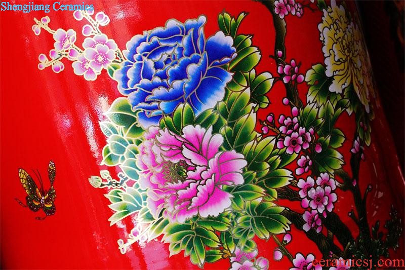 E085 jingdezhen ceramics ruby red large vases, three Yang kaitai, Chinese style sitting room adornment handicraft furnishing articles