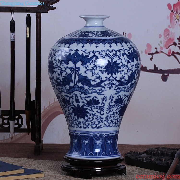 General jingdezhen ceramic pot sitting room place vase European golden light luxury home large soft adornment arranging flowers