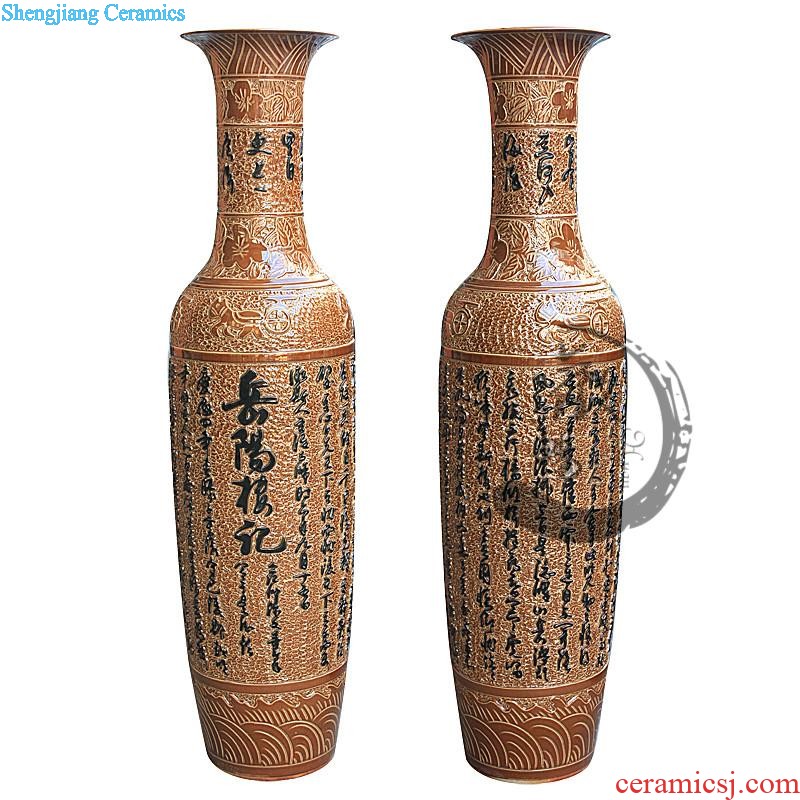 E143 jingdezhen ceramics of large green glaze vase peony flowers prosperous home furnishing articles creative and fresh