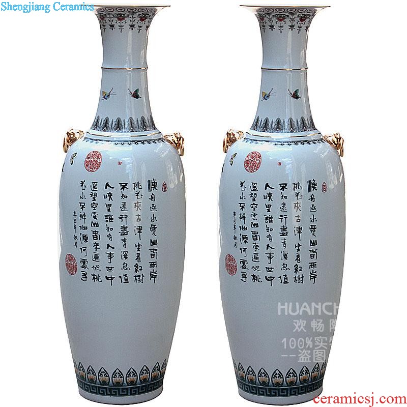 Sf80 jingdezhen ceramic floor painting and calligraphy quiver to big vase Chinese decorative furnishing articles large living room