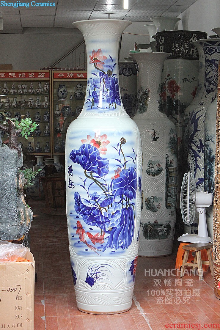 Jingdezhen ceramics hand-painted creative Chinese big vase home sitting room adornment is placed large landing crafts