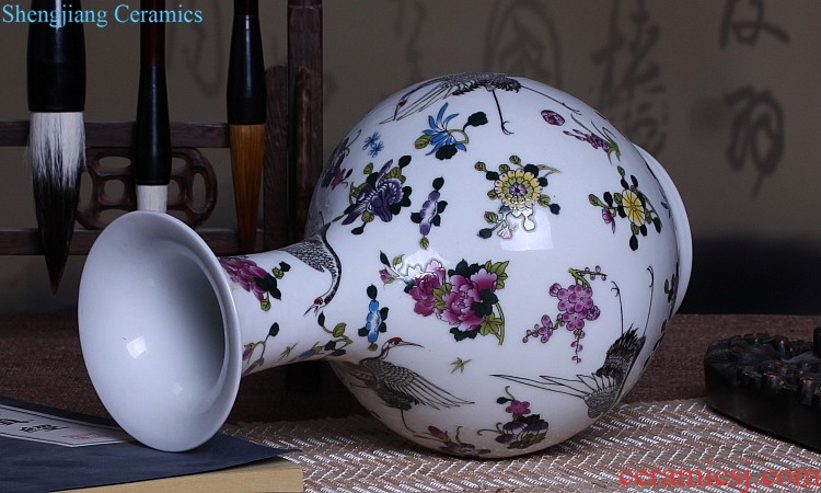 Jingdezhen ceramics Archaize peacock blue vase Chinese sitting room ark creative retro furnishing articles ornaments