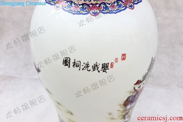 E179 jingdezhen ceramics Splendid sunvo color ink landscape painting of large vases, restoring ancient ways is the sitting room adornment