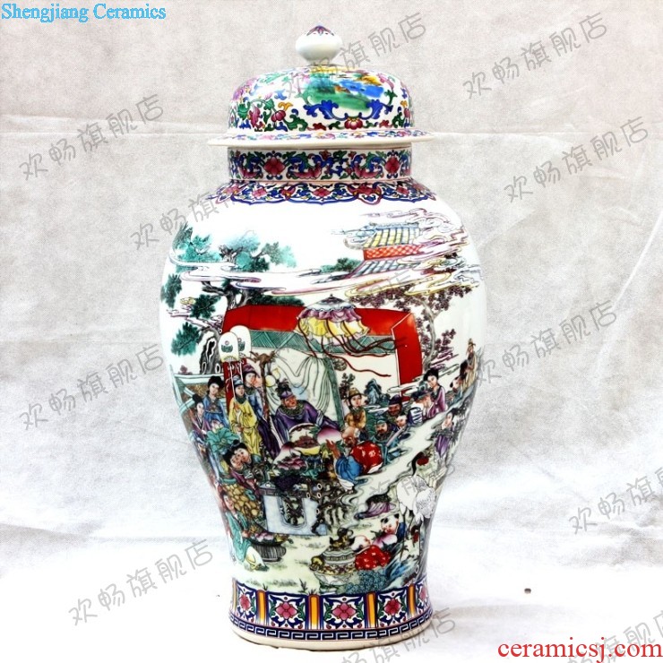 E179 jingdezhen ceramics Splendid sunvo color ink landscape painting of large vases, restoring ancient ways is the sitting room adornment