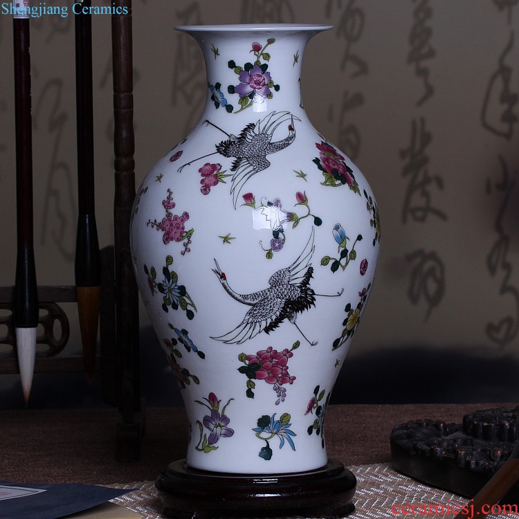 Jingdezhen ceramics Archaize peacock blue vase Chinese sitting room ark creative retro furnishing articles ornaments