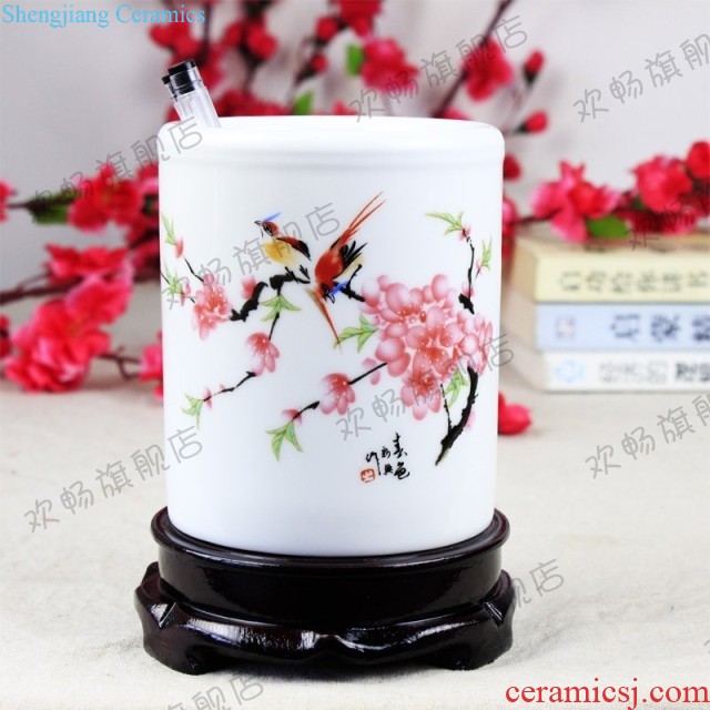 Master of jingdezhen ceramics hand-painted pastel pomegranate flower vase Chinese style living room decorated office furnishing articles rich ancient frame