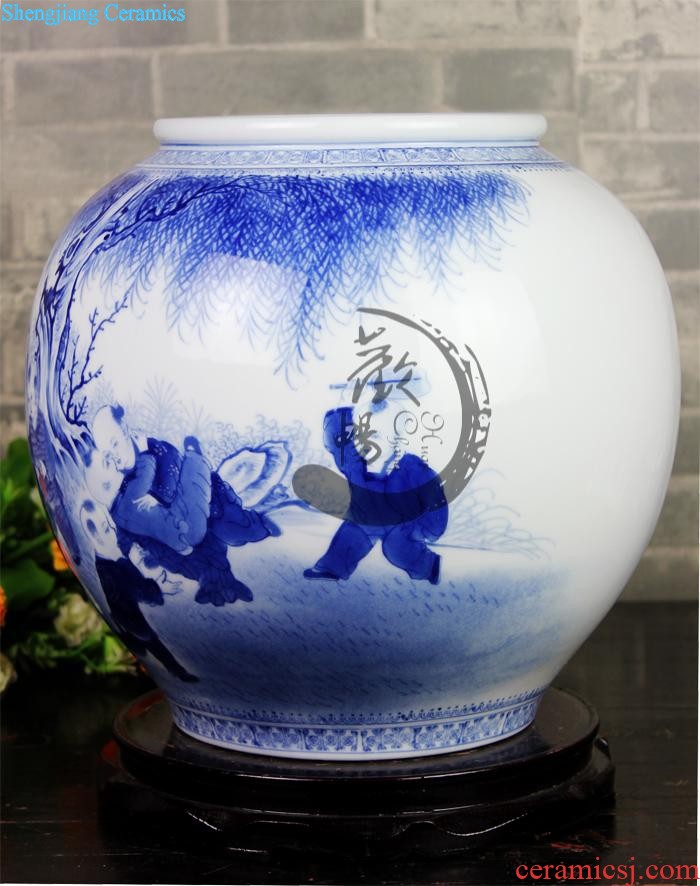 E019 jingdezhen ceramics to relief the calligraphy and painting quiver of large vases, sitting room adornment is placed