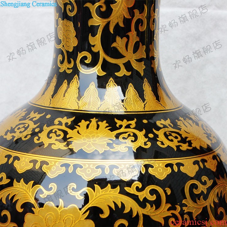 Jingdezhen ceramics vase masters hand draw colorful landscape of pomegranates of blue and white porcelain bottle Chinese sitting room adornment is placed