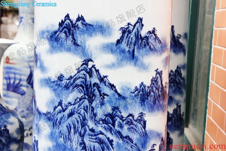 Jingdezhen ceramics by pure manual hand-painted blue and white porcelain vases, new Chinese style living room decorations furnishing articles present