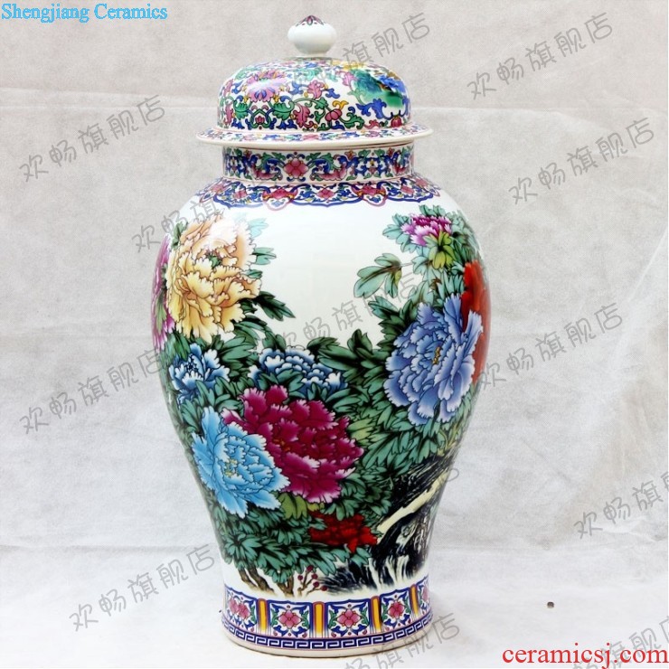 E179 jingdezhen ceramics Splendid sunvo color ink landscape painting of large vases, restoring ancient ways is the sitting room adornment