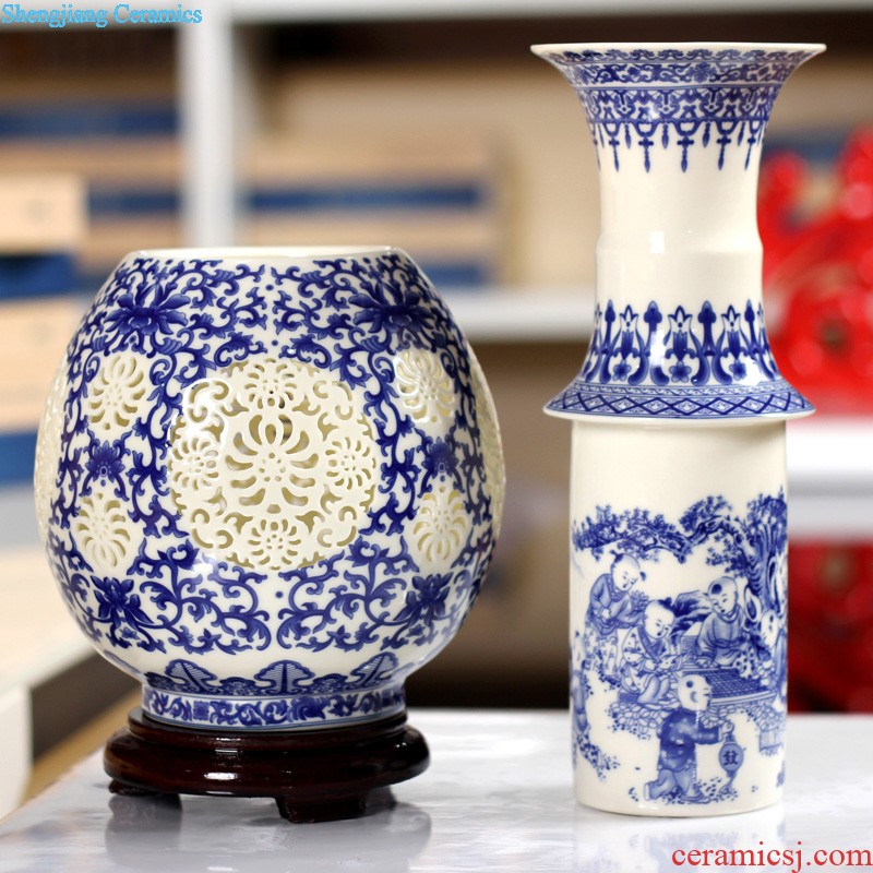 Blue and white porcelain vases, flower arrangement sitting room 477 jingdezhen ceramics Chinese hand-painted antique porcelain home decoration