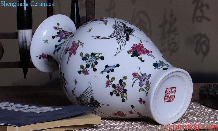 Jingdezhen ceramics Archaize peacock blue vase Chinese sitting room ark creative retro furnishing articles ornaments