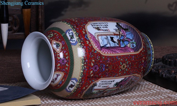 Jingdezhen porcelain pot vase flower arrangement sitting room of large storage tank wine household soft adornment is placed between example