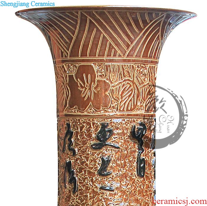 E143 jingdezhen ceramics of large green glaze vase peony flowers prosperous home furnishing articles creative and fresh