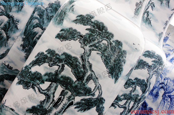 Sf52 jingdezhen ceramic floor big vase hand-painted splendid sunvo color ink landscape Chinese sitting room adornment is placed