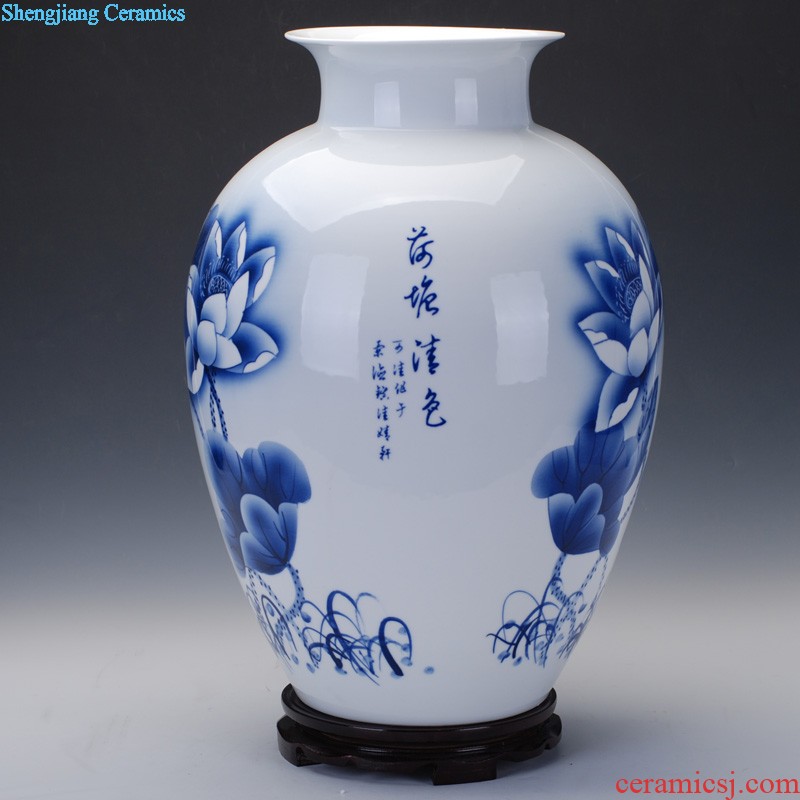 Jingdezhen ceramic 224 little gold fish tank water lily of blue and white porcelain basin bowl lotus tortoise cylinder Aquatic animals writing brush washer fish bowl