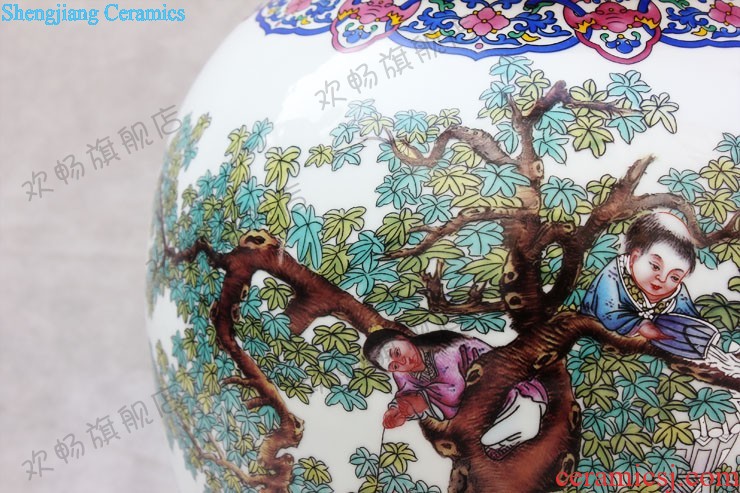 E179 jingdezhen ceramics Splendid sunvo color ink landscape painting of large vases, restoring ancient ways is the sitting room adornment