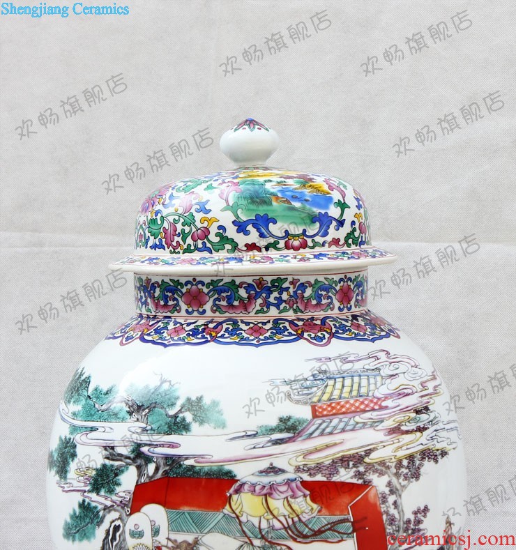 E179 jingdezhen ceramics Splendid sunvo color ink landscape painting of large vases, restoring ancient ways is the sitting room adornment