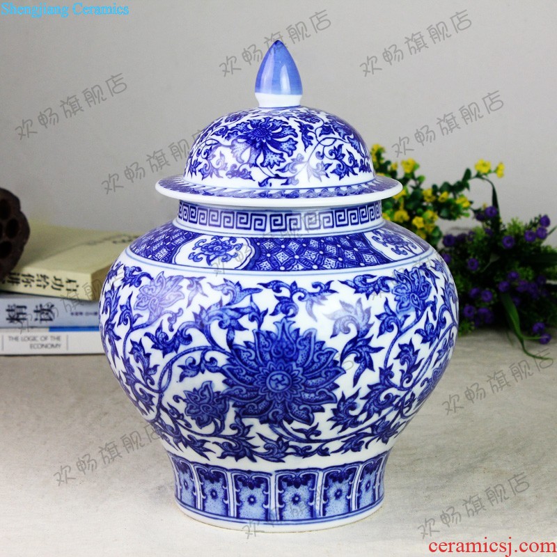 Jingdezhen ceramic hand-painted sitting room of large vase modern blue and white landscape painting Chinese TV ark decoration furnishing articles