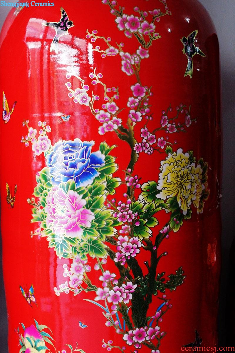 E085 jingdezhen ceramics ruby red large vases, three Yang kaitai, Chinese style sitting room adornment handicraft furnishing articles