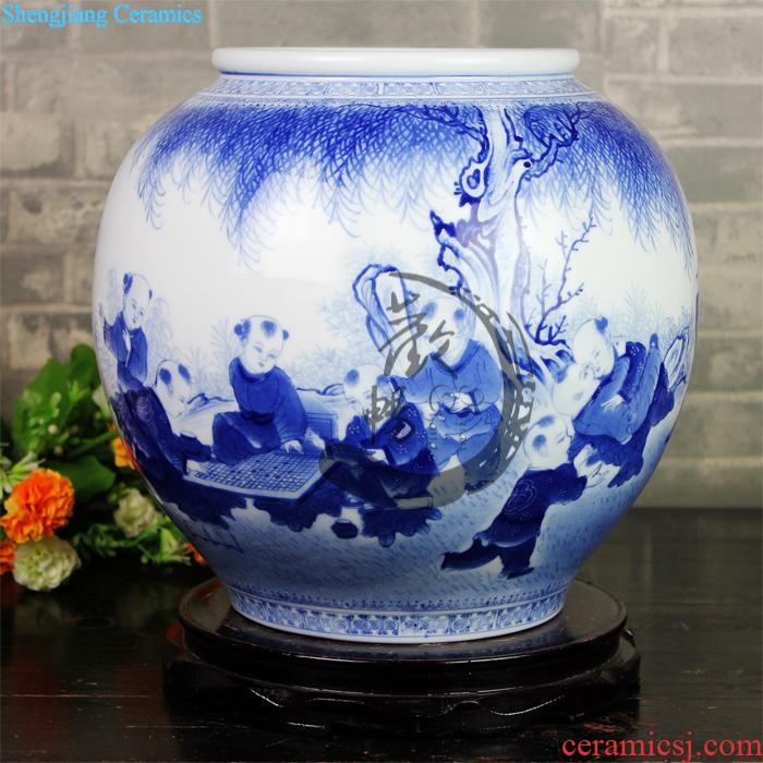 E019 jingdezhen ceramics to relief the calligraphy and painting quiver of large vases, sitting room adornment is placed