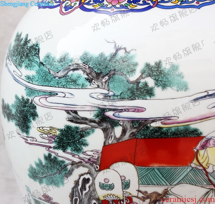 E179 jingdezhen ceramics Splendid sunvo color ink landscape painting of large vases, restoring ancient ways is the sitting room adornment