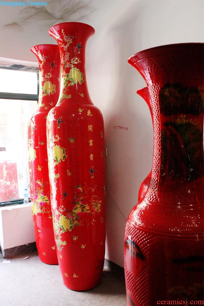 E085 jingdezhen ceramics ruby red large vases, three Yang kaitai, Chinese style sitting room adornment handicraft furnishing articles