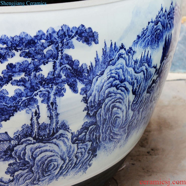 C123 basin of jingdezhen ceramics aquarium water lily bowl lotus goldfish turtle cylinder longfeng fish bowl large porcelain