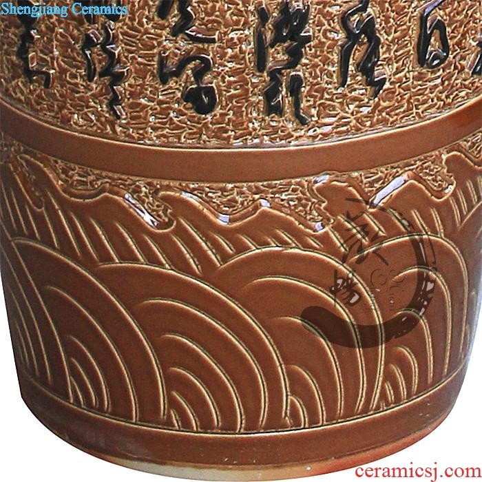 E143 jingdezhen ceramics of large green glaze vase peony flowers prosperous home furnishing articles creative and fresh