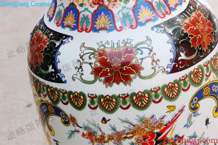 Jingdezhen ceramics hand-painted landing big vase famille rose red landscape painting the sitting room adornment is placed large hotel