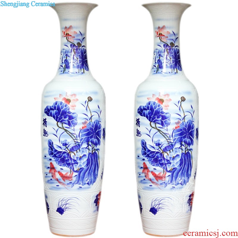 Jingdezhen ceramics hand-painted creative Chinese big vase home sitting room adornment is placed large landing crafts