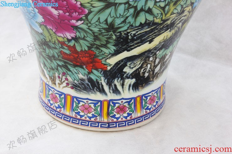 E179 jingdezhen ceramics Splendid sunvo color ink landscape painting of large vases, restoring ancient ways is the sitting room adornment