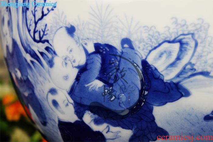 E019 jingdezhen ceramics to relief the calligraphy and painting quiver of large vases, sitting room adornment is placed