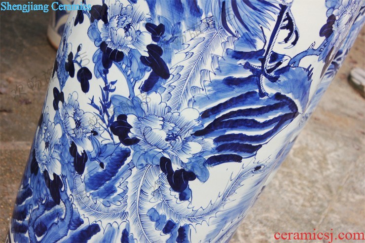 Hand draw blue and white porcelain of jingdezhen ceramics mountain dawn rhyme quiver of large vase The sitting room decorate furnishing articles e99