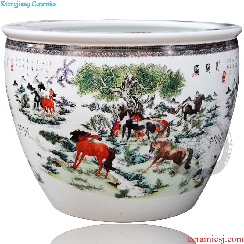 Sf77 jingdezhen ceramic powder enamel of large vase Birds pay homage to the king The sitting room decorate furnishing articles opening gifts