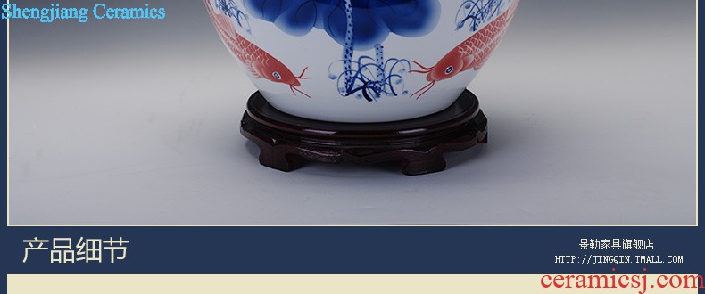 Jingdezhen ceramic 224 little gold fish tank water lily of blue and white porcelain basin bowl lotus tortoise cylinder Aquatic animals writing brush washer fish bowl